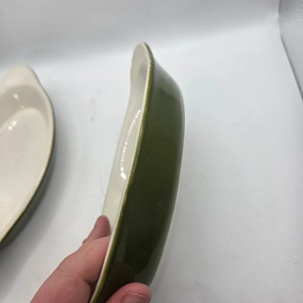 Vintage Brandware OAG-12-WG 12 Oz Oval Au Gratin Baking Dishes Green Pair